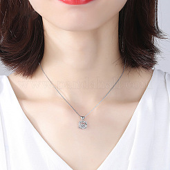 Двойное сердце 925 ожерелье из стерлингового серебра с микропаве из прозрачных кубических цирконий&nbsp;FS-WG0A98A-01