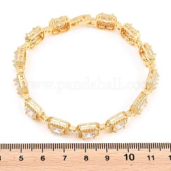 Bracelets carrés en laiton sertis de micro-pavés de zircon cubique transparent et de maillons en verre&nbsp;BJEW-T025-04G-03