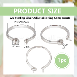 1 шт. 925 регулируемых кольца из стерлингового серебра с жемчужным гнездом&nbsp;STER-BC0002-79A-P