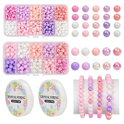 Наборы для изготовления браслетов из круглых непрозрачных акриловых бусин своими руками&nbsp;DIY-YW0011-77B