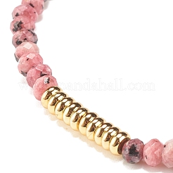 Pulsera elástica con cuentas de rondelle de jade natural de Malasia (teñido) con latón&nbsp;BJEW-JB07967-04
