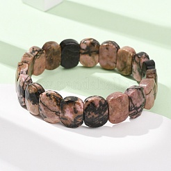 Pulseras elásticas unisex con cuentas de rodonita natural&nbsp;G-K303-01G