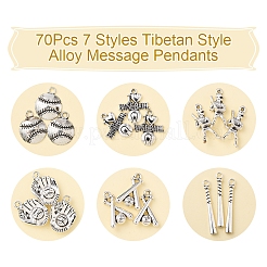 70 шт. 7 стиля подвески из сплава в тибетском стиле с посланиями&nbsp;TIBEP-FS0001-36