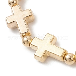 3 шт. пластиковые браслеты CCB с крестом и круглыми бусинами&nbsp;BJEW-JB13304