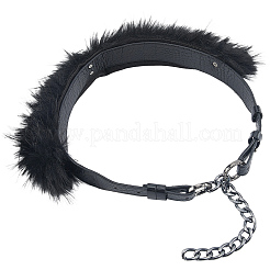 Ceintures à chaîne en similicuir noir et fausse fourrure pour femmes&nbsp;AJEW-WH20006-388B-03