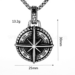 Vintage Wikinger-Sternkompass-Anhänger aus Edelstahl 304 mit Boxkette für Herren&nbsp;WG56084-01