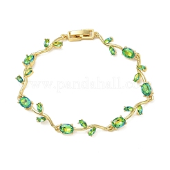 Pulseras de eslabones de flores de latón y vidrio&nbsp;KK-CBA7DFA-01G-01
