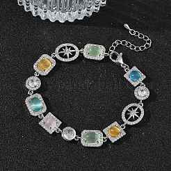 Messing-Gliederkettenarmbänder mit Mikropflaster und klarem Zirkonia für Damen&nbsp;BJEW-C156-03P