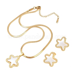 Conjuntos de collares colgantes y aretes de botón de acero inoxidable 304&nbsp;SJEW-H002-01C-G