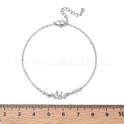 Pulseras de eslabones de latón con circonitas cúbicas transparentes.&nbsp;KK-CBA6980-22P