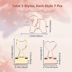 14 шт. 2 железных зажима для бумаг в виде кошки и сердца&nbsp;AJEW-GF0007-05