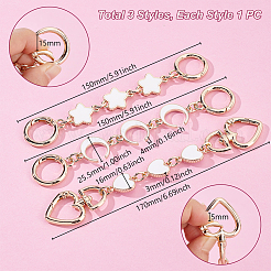 3 шт. 3 стиля луна звезда сердце сплав эмалированные звенья сумки удлинительные цепи&nbsp;AJEW-GA0008-26A