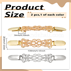 2 шт. 2-х цветный сплав со стразами зажимы для кардигана&nbsp;JEWB-LP0001-06