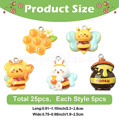 25шт 5 стиля непрозрачные подвески из смолы&nbsp;RESI-YW0006-16