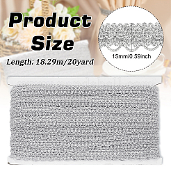 Bordure en dentelle métallique tressée en polyester&nbsp;SRIB-WH0011-180A-02