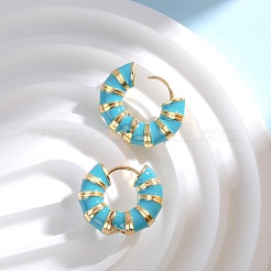 Толстые серьги-кольца в полоску с эмалью&nbsp;JE1110B