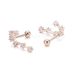 Orecchini in ottone micro pavé di zirconi cubici trasparenti per cartilagine&nbsp;EJEW-F258-01F-RG