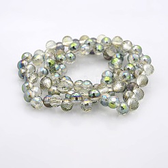 Половина покрытием из стекла граненый круглых бусин пряди&nbsp;GLAA-A026-8mm-HP03