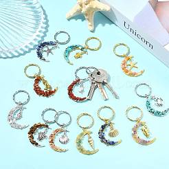 7 брелок в виде луны из натуральных и синтетических драгоценных камней&nbsp;KEYC-FS00046-02