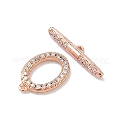 Овальные застежки-тоглы из латуни с микропаве из прозрачных кубических цирконий&nbsp;KK-G548-25