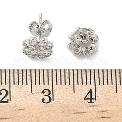 Серьги-гвоздики из латуни с микропаве из прозрачных кубических цирконий&nbsp;LS-EJEW-F383-09P