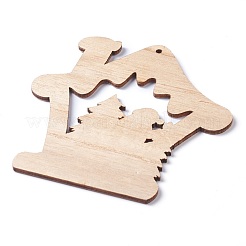 Thème de noël gros pendentifs en bois naturel&nbsp;WOOD-B001-12