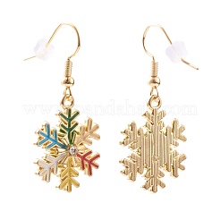 Pendientes colgantes de copo de nieve de esmalte de aleación para navidad&nbsp;X-EJEW-JE04461