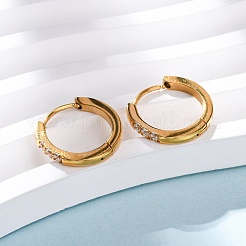 Серьги-кольца из нержавеющей стали 304 с прозрачным кубическим цирконием&nbsp;EJEW-D331-18C-G