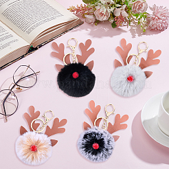 4 шт. 4 цвета рождественские помпоны-брелки в виде рогов оленя&nbsp;KEYC-CL0001-25