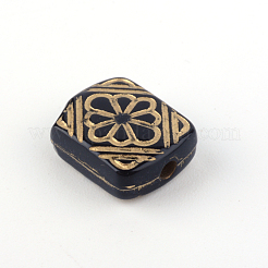 Прямоугольник с цветочной гальванических акриловые бусины&nbsp;PACR-Q102-205B