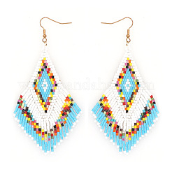 Серьги-подвески из ромбического стеклянного бисера ручной работы&nbsp;TB2555-2