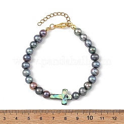 Bracelets ronds en perles de culture d'eau douce naturelles teintées&nbsp;BJEW-JB14274