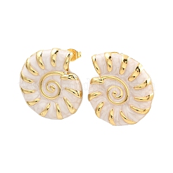 Pendientes de caracola esmaltados de acero inoxidable 304&nbsp;EJEW-L276-01G-01