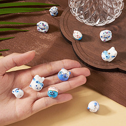 10 pz 5 perline di porcellana stampate a mano in 13.5~21 stili&nbsp;PORC-TA0001-81