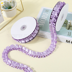Bordure en dentelle polyester double face plissée de couleur unie&nbsp;DIY-WH20002-138A