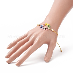 Плетеный браслет из стеклянных семечек подсолнуха&nbsp;BJEW-MZ00023