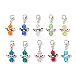 10шт 10-х цветный стеклянный ангел подвесной декор&nbsp;HJEW-JM02817