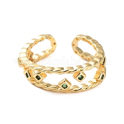 Открытые манжеты из латуни с микро-паве и кубическим цирконием для женщин&nbsp;RJEW-U026-04G-01