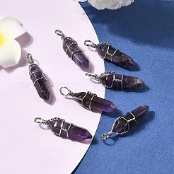 Подвески из натурального аметиста с двойным окончанием и острым концом&nbsp;G-J062-02P