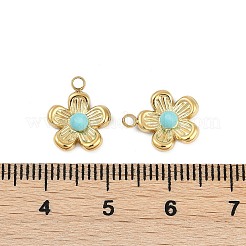 Breloques en forme de fleur de turquoise synthétique&nbsp;STAS-I325-143G-01