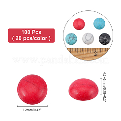 100 шт. 5 вида синтетических бирюзовых кабошонов&nbsp;G-AR0004-56