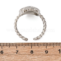 Anelli polsino aperto regolabile in ottone micro pavé di zirconi cubici per donna&nbsp;RJEW-A072-01A-P