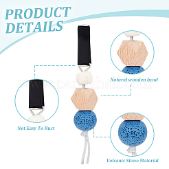 6 шт. 6 цвета: натуральный вулканический камень и дерево&nbsp;HJEW-DR00056