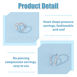 1 пара 925 серег-каффов в форме сердца из стерлингового серебра для женщин&nbsp;EJEW-HS0001-04