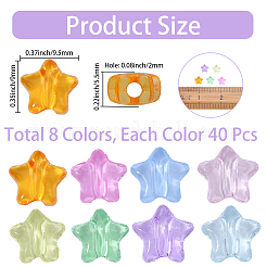 320шт 8 цвета прозрачные акриловые бусины&nbsp;MACR-PA0001-25