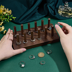 Ring-Organizer-Ausstellungsständer aus Holz mit 12 Stück Stäbchen&nbsp;RDIS-WH0009-033