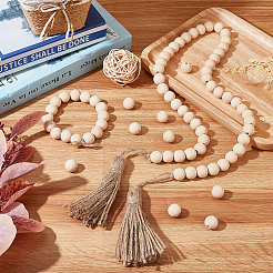 180шт круглые бусины из натурального необработанного дерева&nbsp;DIY-CA0002-56