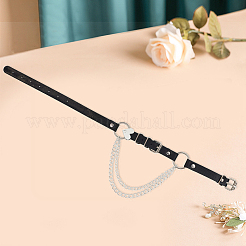 1-teilige Choker-Halskette aus PU-Leder mit herzförmiger Quaste aus Legierungsgliedern für Damen&nbsp;NJEW-CL0001-33