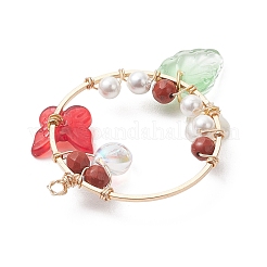 Граненые круглые подвески в виде бабочек из натурального смешанного камня и стекла&nbsp;PALLOY-JF05043