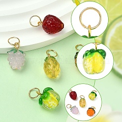 5 шт. подвески из прозрачного стекла с фруктами и ручной работы в технике лэмпворк&nbsp;PALLOY-YW00143